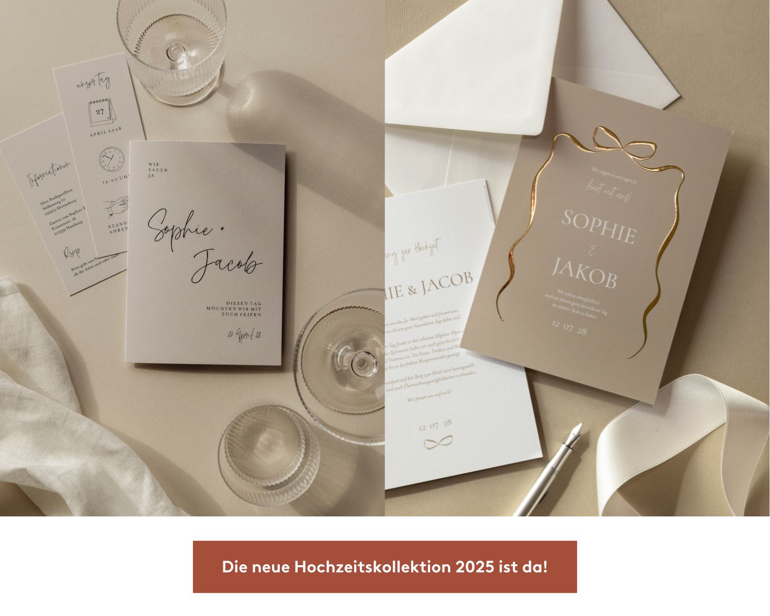 Störer. Neue Hochzeitskollektion 2025. Neue Designs für Hochzeitseinladungen.